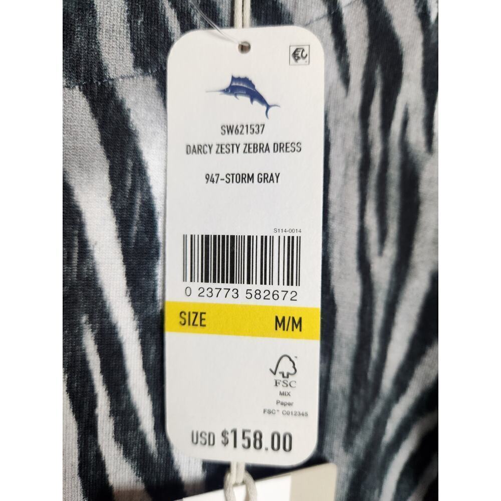 Tommy Bahama Darcy Zesty Zebra Dress Storm Gray Sz M UPF 30 Resort Cruise travel - Picture 9 of 13